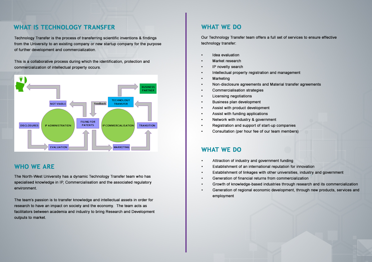 About Us Technology Transfer And Innovation Support Services Nwu North West University