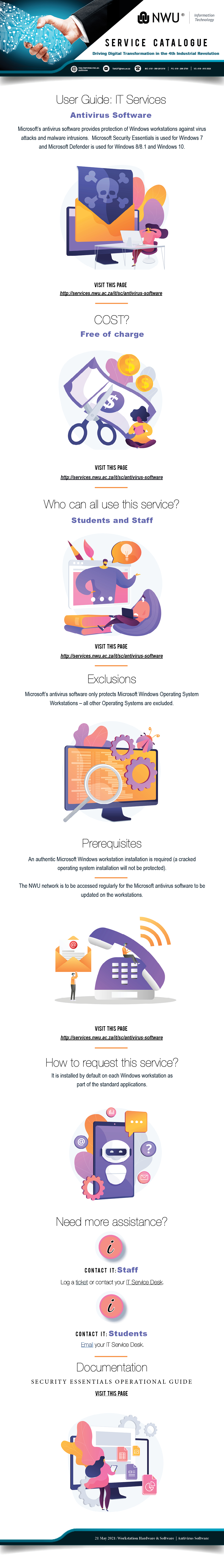 Infographic stating information about which antivirus to use. Microsoft Defender for Win 8 etc.