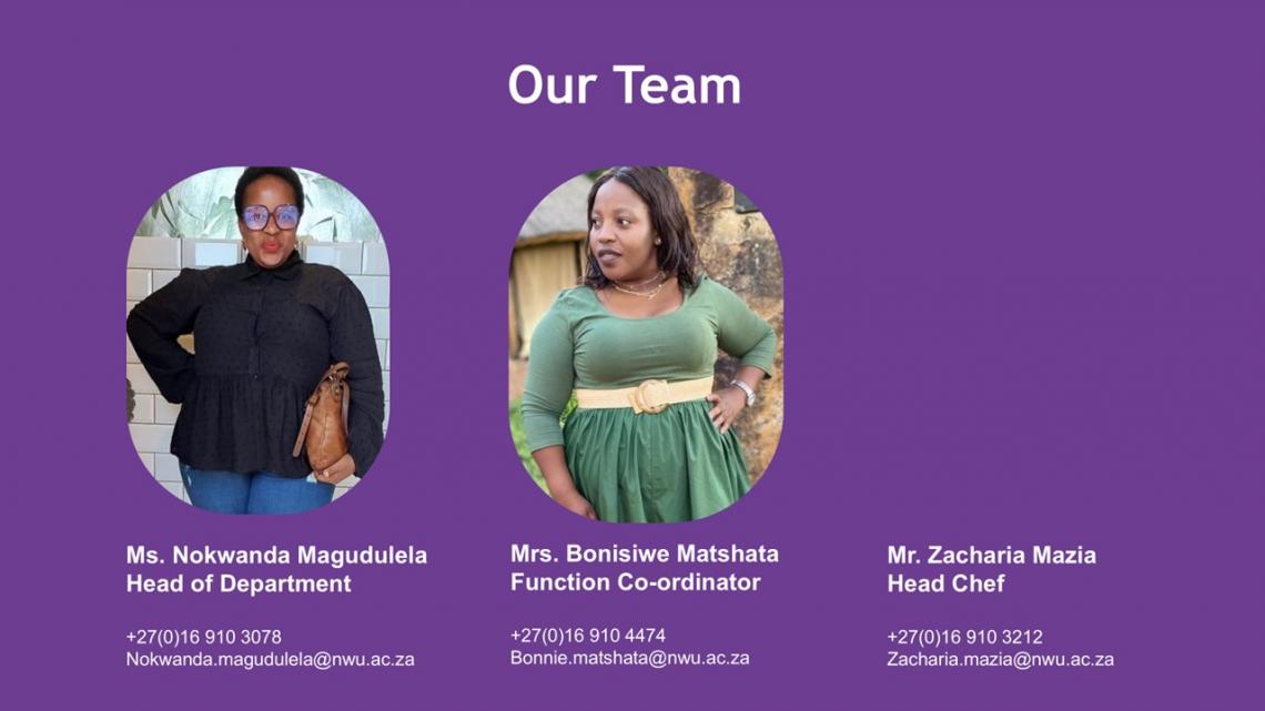 NWU Vanderbijlpark Student Centre Cafeteria staff