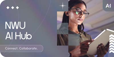 NWU AI Hub, Woman looking at a tablet