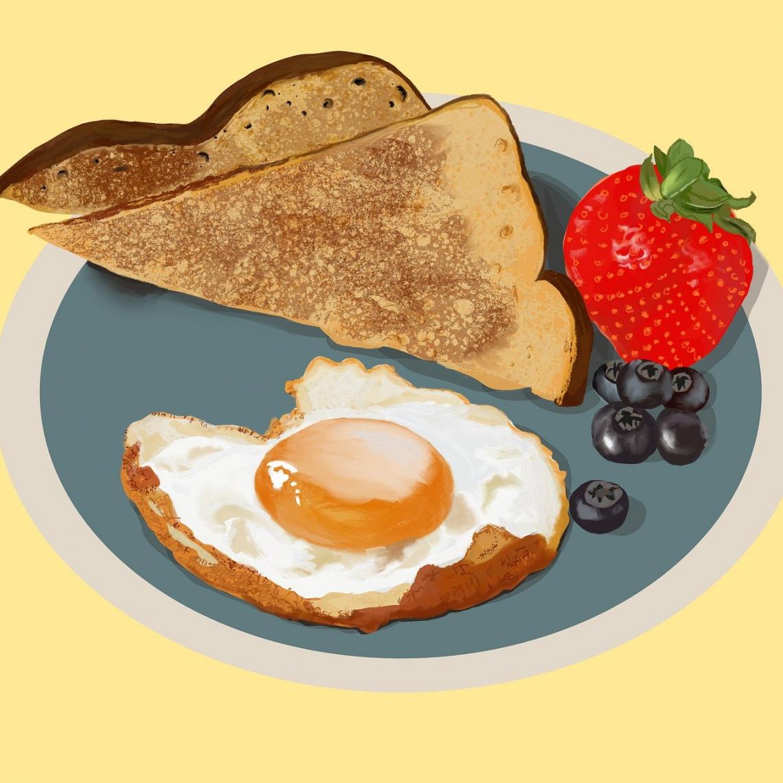 breakfast of toast and eggs