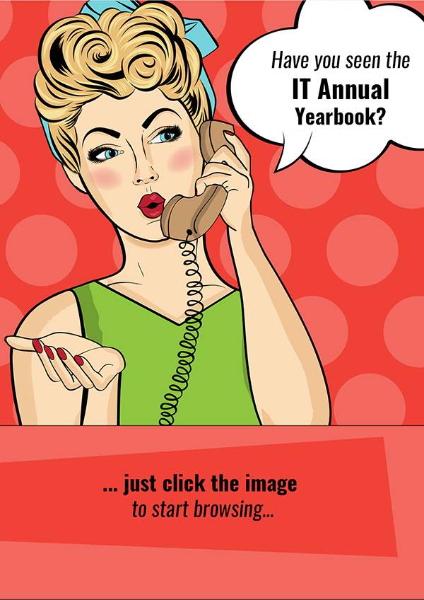 IT Annual yearbook advertisement picture Woman with telephone