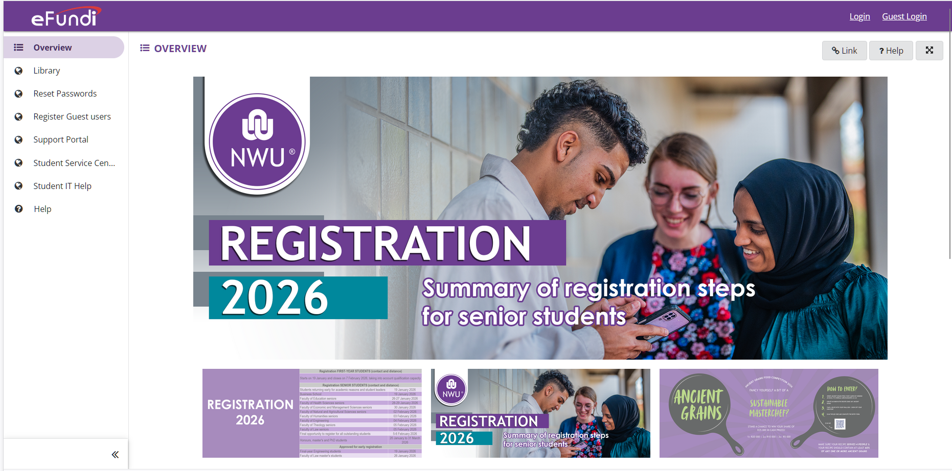 eFundi password help screen