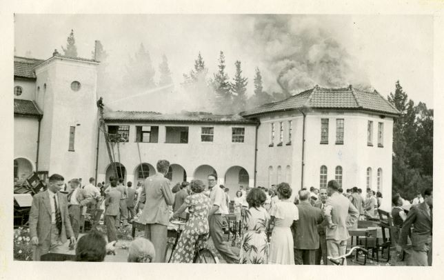 Main building burning